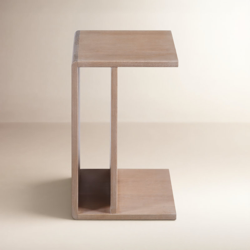 Hiroki Solid Wood End Table, White Wash