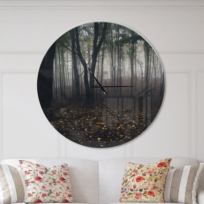 Horloge murale moderne Dark Spooky Misty Wild Forest