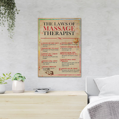 The Laws Of Massage Therapist - 1 Piece Rectangle Graphic Art Print