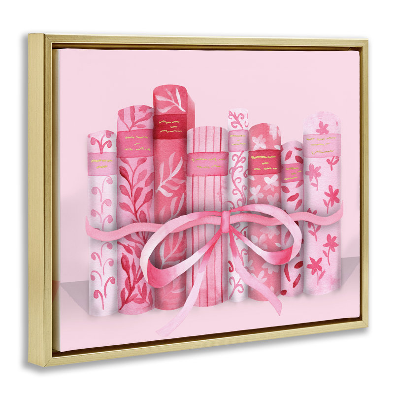 Cadre flottant rose pastel pour amoureux des livres, design par Nina Jacobs, H 17 po x l 21 po