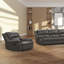 Fauteuil inclinable manuel oscillant Lizzy, accoudoirs, bois massif, cuir gris