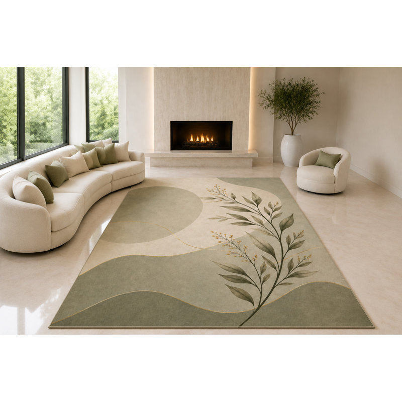 Tapis «Sage Botanical Hills» de 6 pi 7 po x 9 pi 10 po «Ultra Léger» pour salon, chambre à coucher et bureau personnel