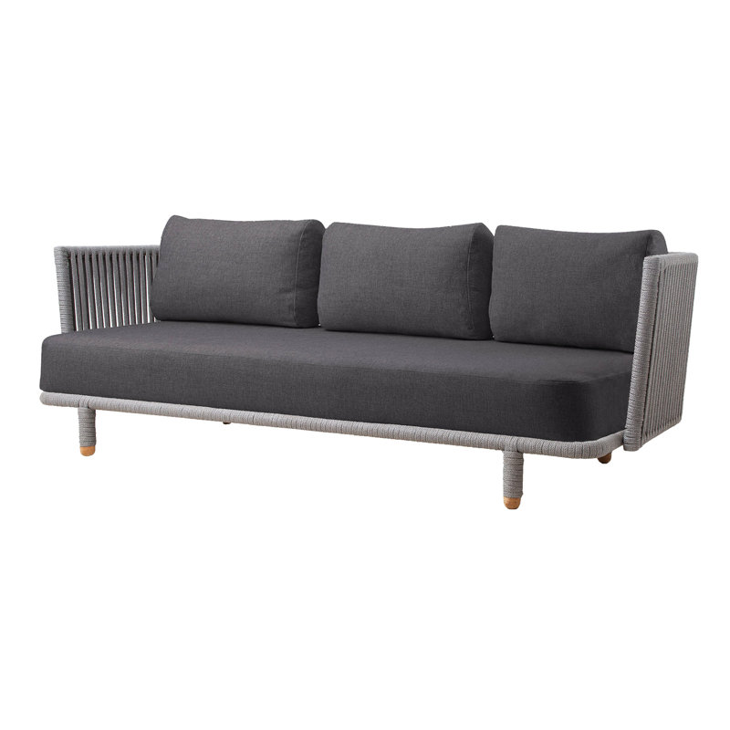 Moments Square Arm Sofa, Black Cane-line Natté