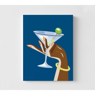 Blue Retro Martini Art, Martini Glasses Dining Room Wall Art Print, Martini Design Art, Kitchen Bar Artwork Poster Print
