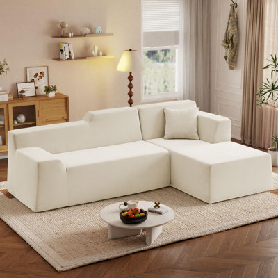 Canapé modulaire en L de 96,5 po de style minimaliste à compression Clithoe, aucun assemblage requis