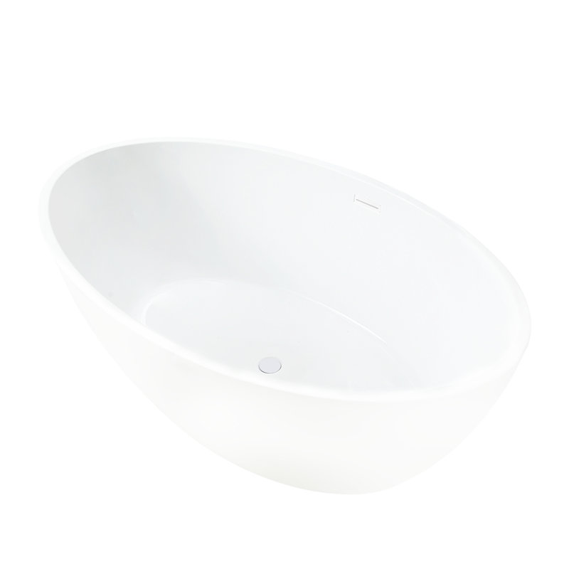 Vanity Art 59" X 32" White Acrylic Freestanding Bathtub, Pure White
