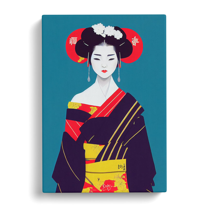 Beautiful Geisha - Unframed - Wrapped Canvas, 50cm H x 35cm W x 3cm D