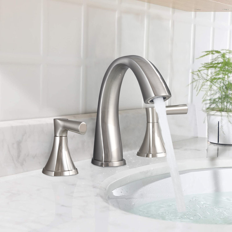 Widespread 2-handle Bathroom Faucet with Drain Assembly, Brushed Nickel