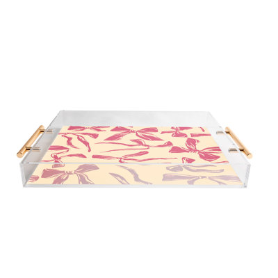 LouBruzzoni Pink bow pattern Acrylic Tray