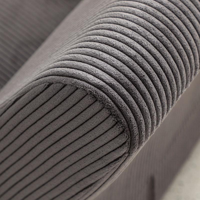 Fauteuil large de 27 po Calonia, Velours côtelé gris