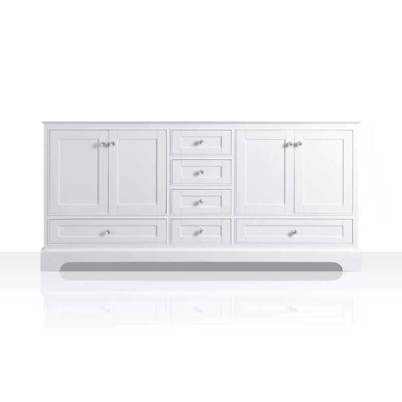 Audrey 72'' W Double Vanity, White, Carrara White, Nickel