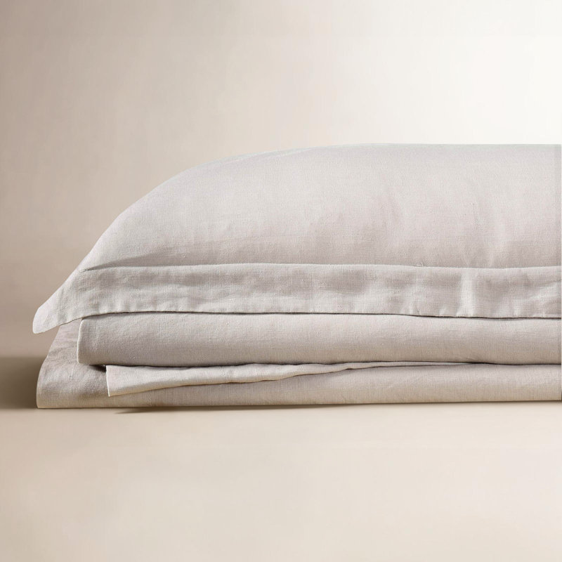 Ensemble de draps en lin Nena Aybar, Ensemble de draps pour grand lit avec 2 taies d'or, Naturel