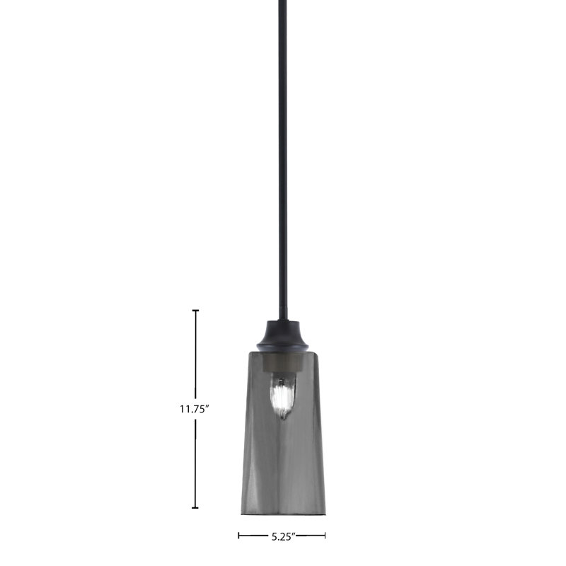 Luminaire suspendu Rittman, fini noir mat, avec verre opale blanc l 5 po x H 10 po