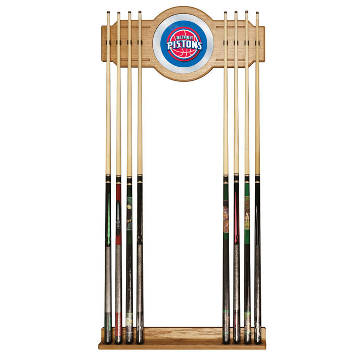 Support à queue de billard avec miroir nba, Pistons de Detroit, L 30 po x l 12 po