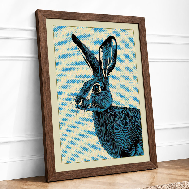 Hare in Profile Japandi - Framed Print, Walnut, A1 - 84.1 x 59.4 cm