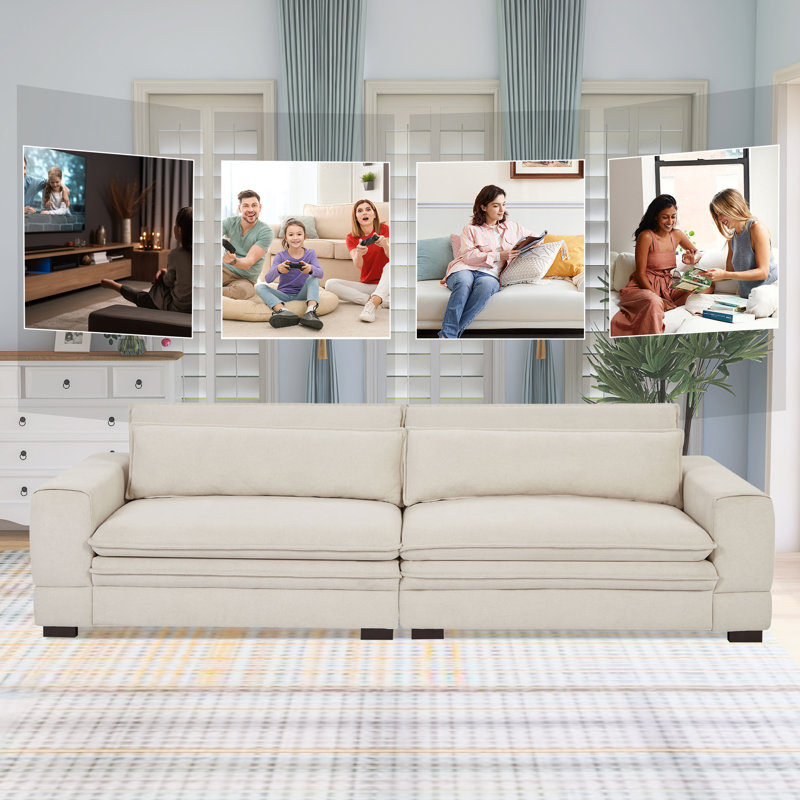 Irwin 104.72" Upholstered Sofa, Beige Polyester