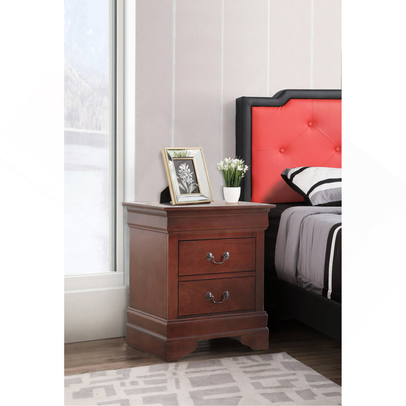Table de chevet charmante finition cerisier G2100-N, Cerisier/Noir