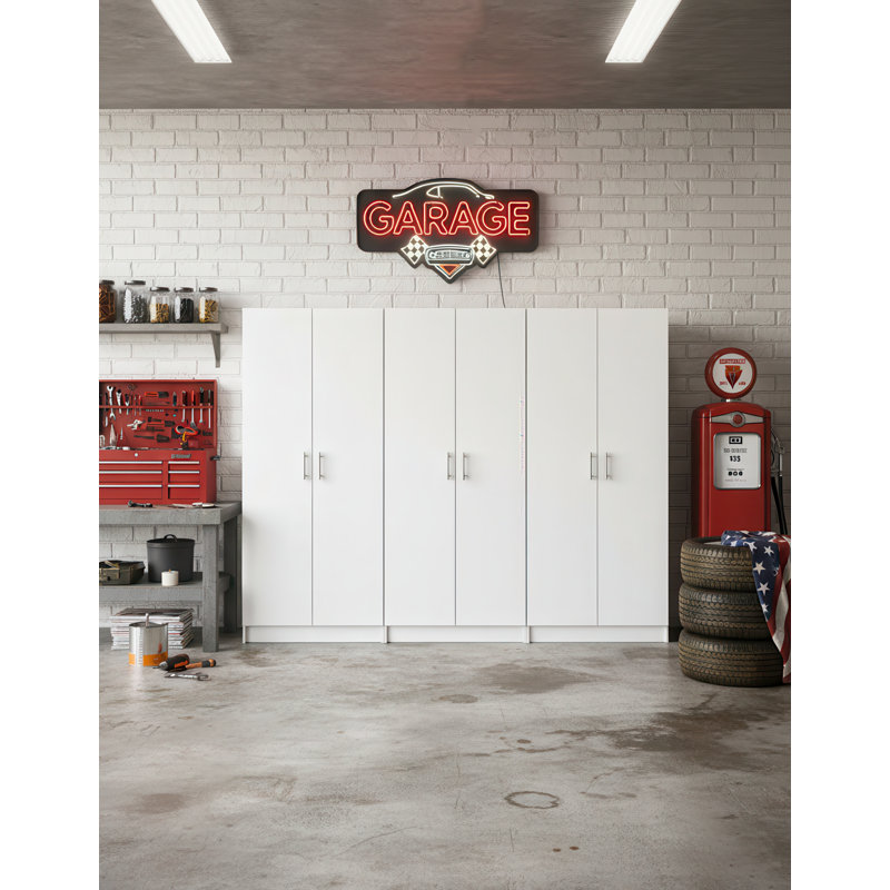 Modex White Multi-Purpose Utility Storage Cabinet (3-Piece Set), White, 70.9" H x 94.5" W x 15.7" D
