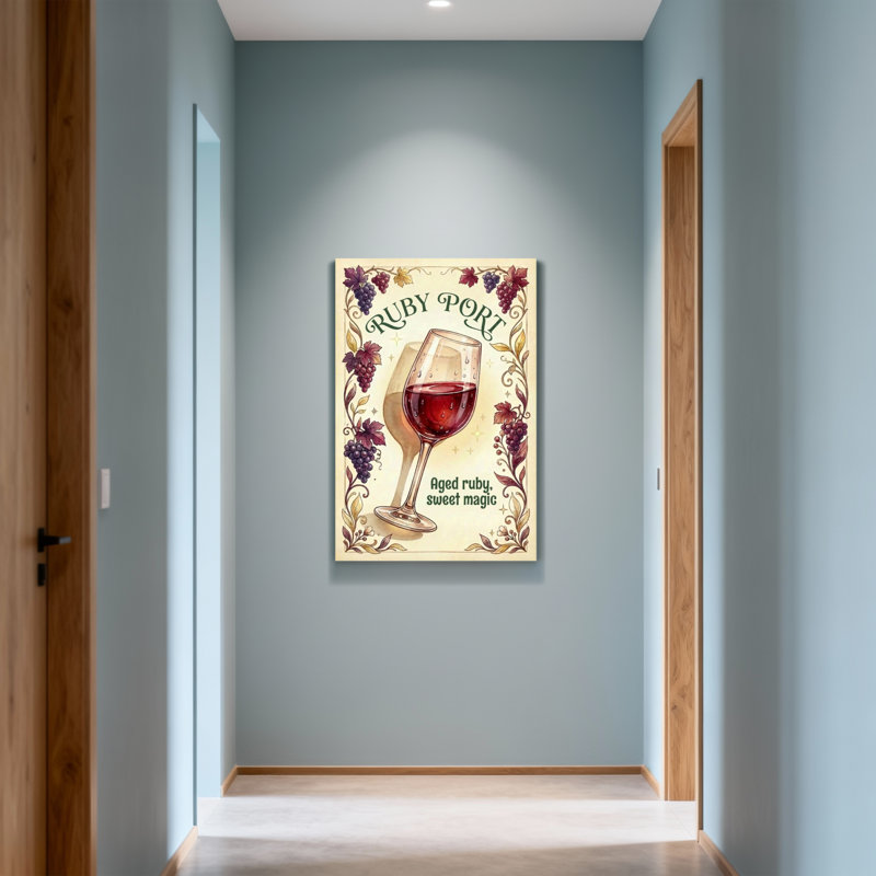 Fashion Ruby Port Wine Glass Grape Vine Pattern, 30" H x 20" W