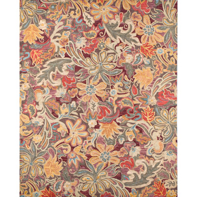 Floral Tapestry Hand-Tufted Wool Brown/Red/Spice Rug
