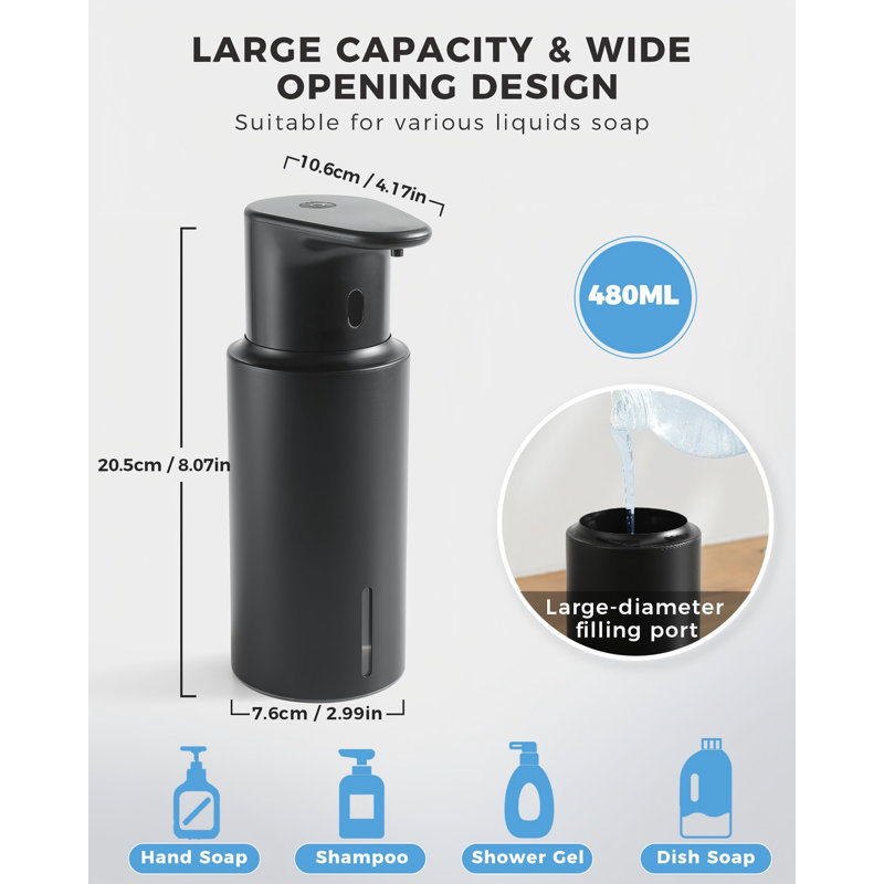 Automatic Touchless Soap Dispenser, 1-Pack, (Black), Black