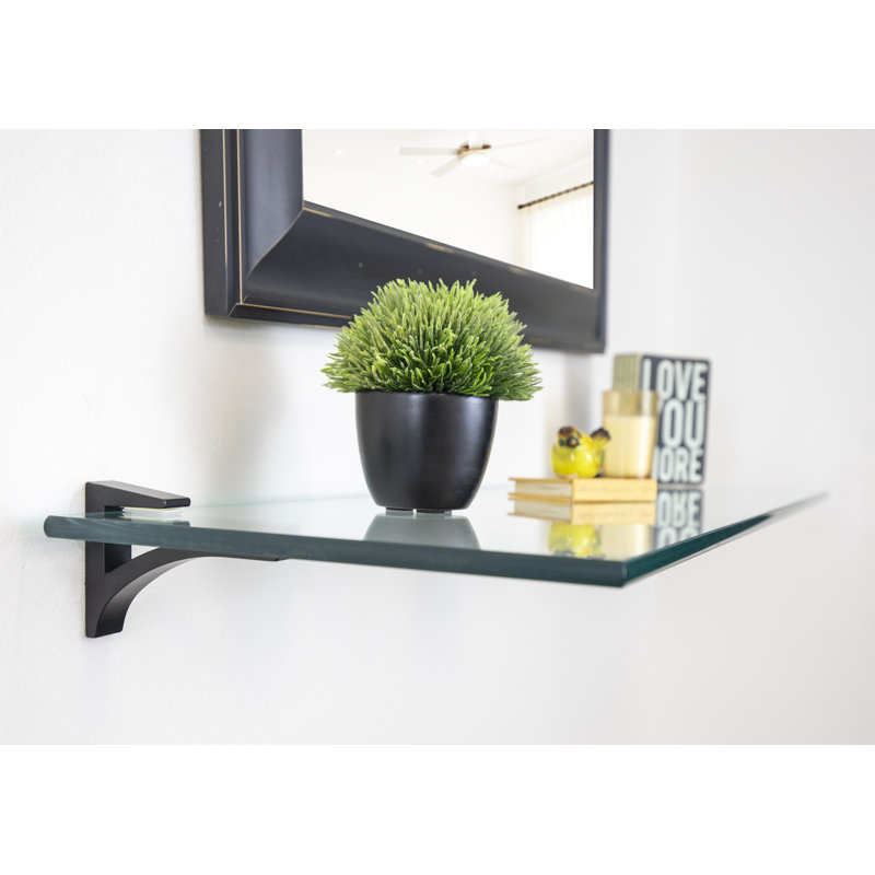 Tablette murale en verre Electra, Noir, H 2,86 po x l 48 po x P 8,5 po