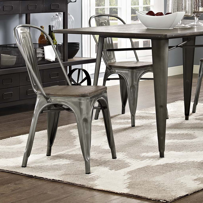 Quatre chaises d'appoint en acier Modway Promenade, Bronze industriel