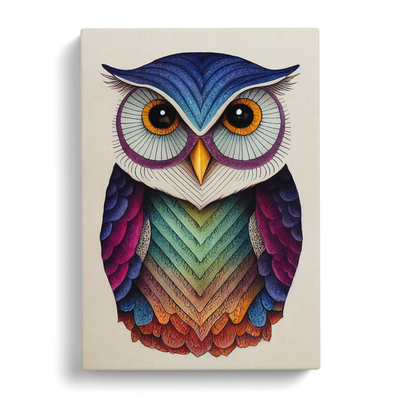 An Illuminated Owl - Wrapped Canvas, 50cm H x 35cm W x 3cm D