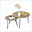 Ensemble de 2 tables basses gigognes ronds peu encombrantes, plateau en MDF brun Cadre en métal pour petits espaces-144986220