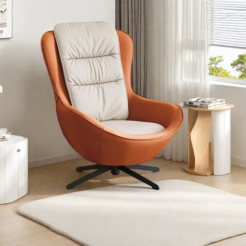 Fauteuil inclinable ergonomique en similicuir, Beige/Orange