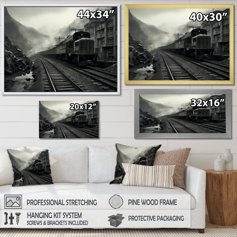 «Comforting Moody Train Journey III», reproduction sur toile, Cadre simple noir, H 16 po x l 32 po x P 1 po