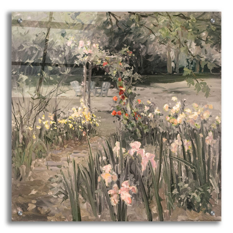 Red Barrel Studio® «Iris Garden BW» par Allayn Stevens, art mural en verre acrylique, H 24 po x l 24 po x P 0,2 po