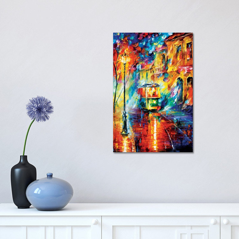 Night Trolley 1 Piece Painting on Canvas, 30.48 cm H x 45.72 cm W, Wrapped Canvas