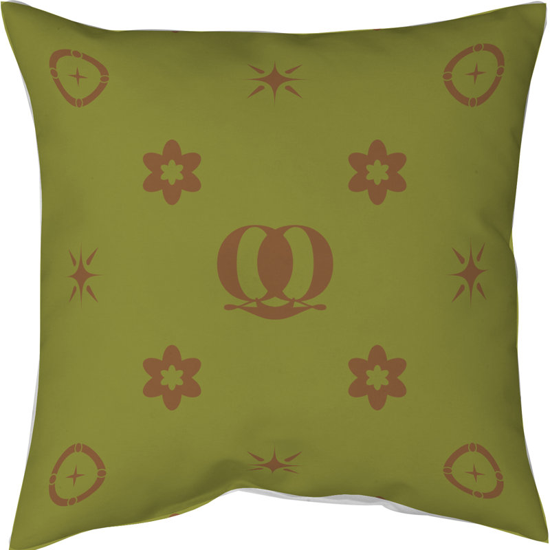 Coussin en polyester filé personnalisable 2 caractères de luxe Q Khieu Luxury, Oui, Vert/brun