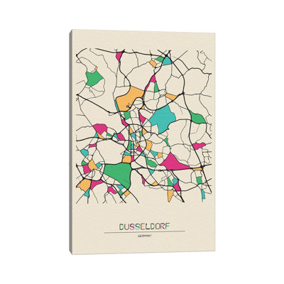 Dusseldorf, Germany Map - Wrapped Canvas Print