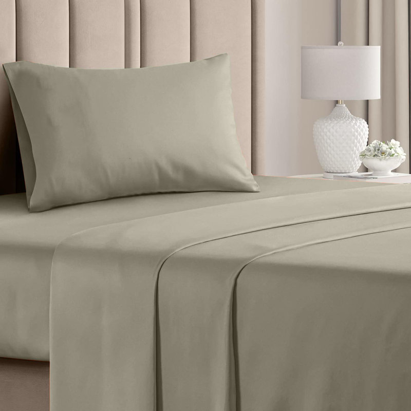  Premium Luxury 4 Piece Rayon from Bamboo Sheet Set, Twin XL Sheet Set with 2 Pillowcases, Light Taupe