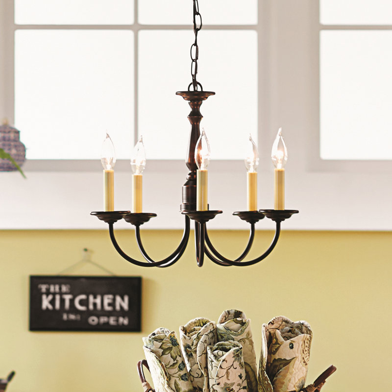 Francesville 5 - Light Steel Dimmable Chandelier, Antique Bronze