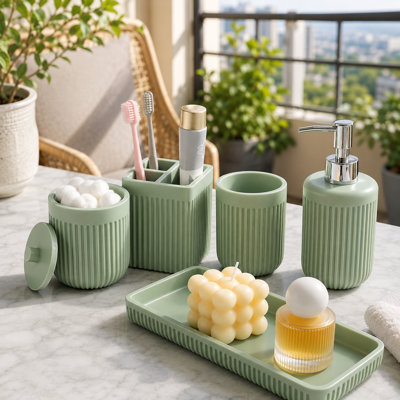 Green Bathroom Accessories Set 5 Pcs