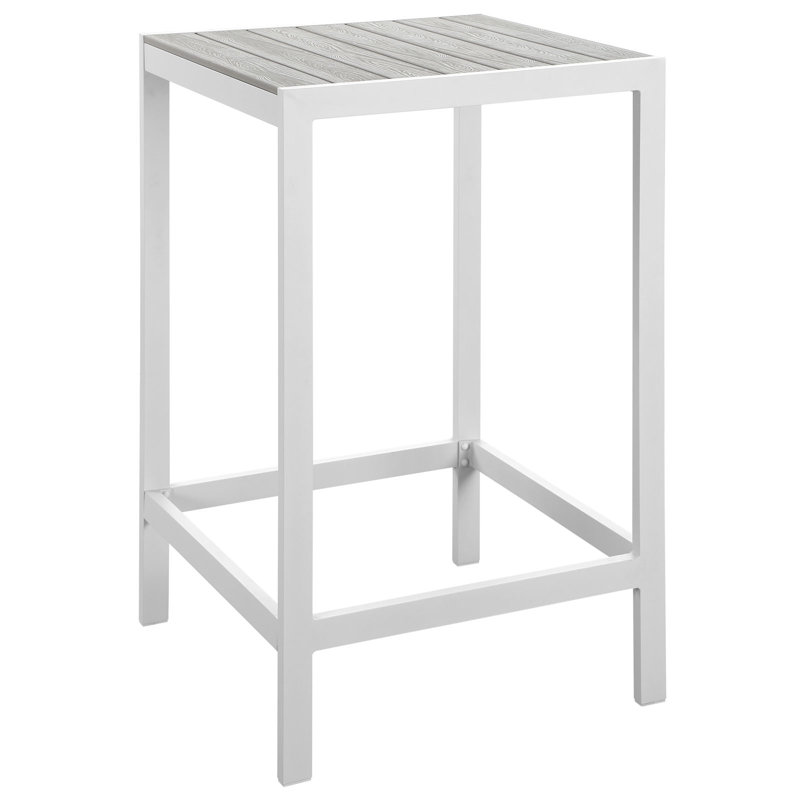 Maine White and Light Gray Aluminum Outdoor Bar Table