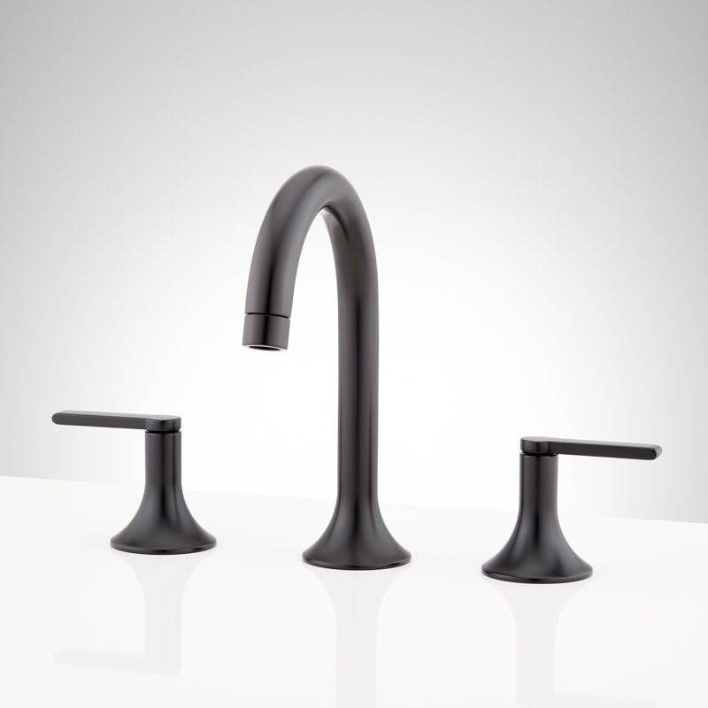 Lentz 1.2 GPM Widespread Bathroom Faucet with Lever Handles, Matte Black, Lever Handle