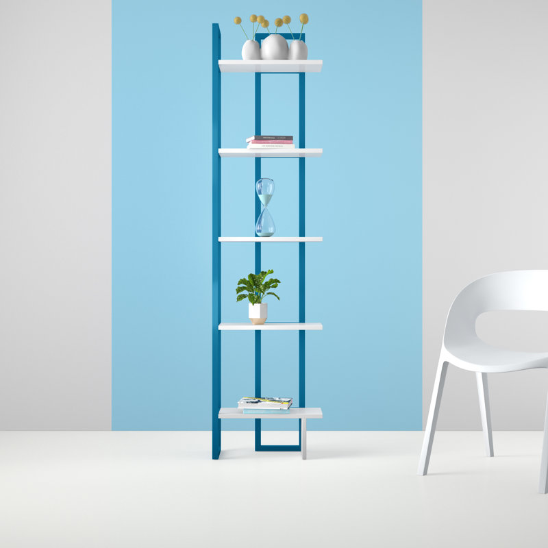 Alica 180cm H x 45.2cm W Corner Bookcase, Blue/White