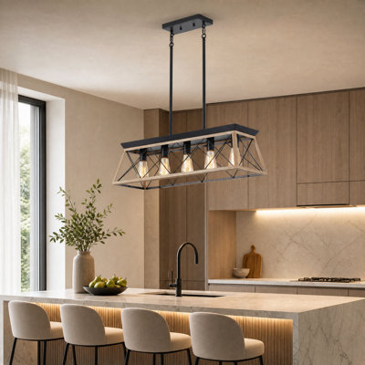 5-Light Farmhouse Linear Kitchen Island Pendant Chandelier