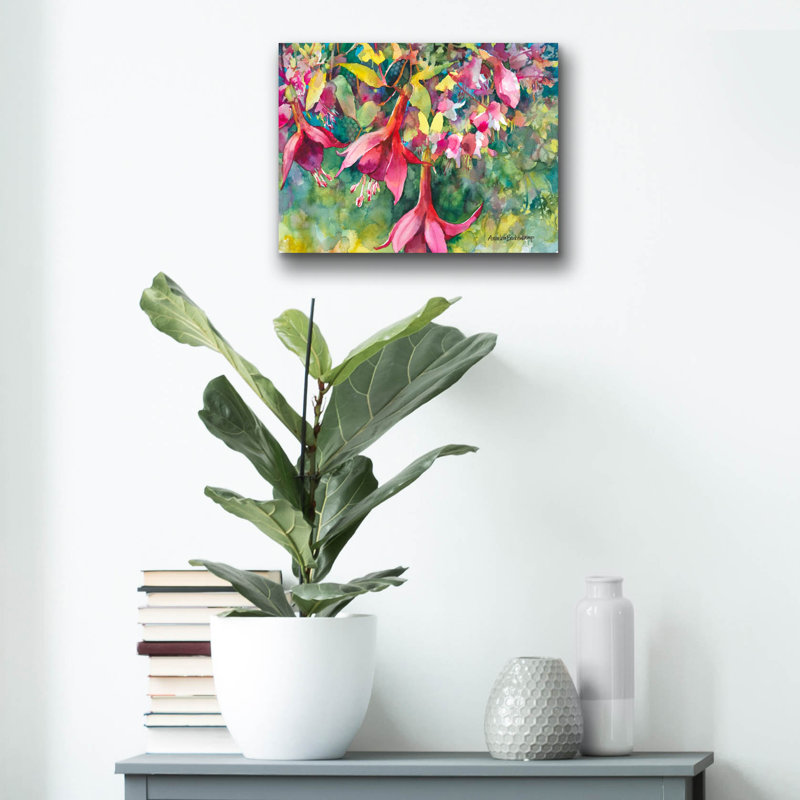 «Fuchsia Fantasy» par Annelein Beukenkamp, art mural en verre acrylique, H 12 po x l 16 po x P 0,13 po