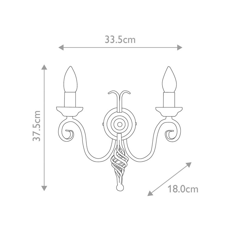 Ballycastle Candle Wall Light, Black