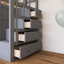 Lit superposé simple au-dessus de simple avec gigogne en bois et escalier-1219096744