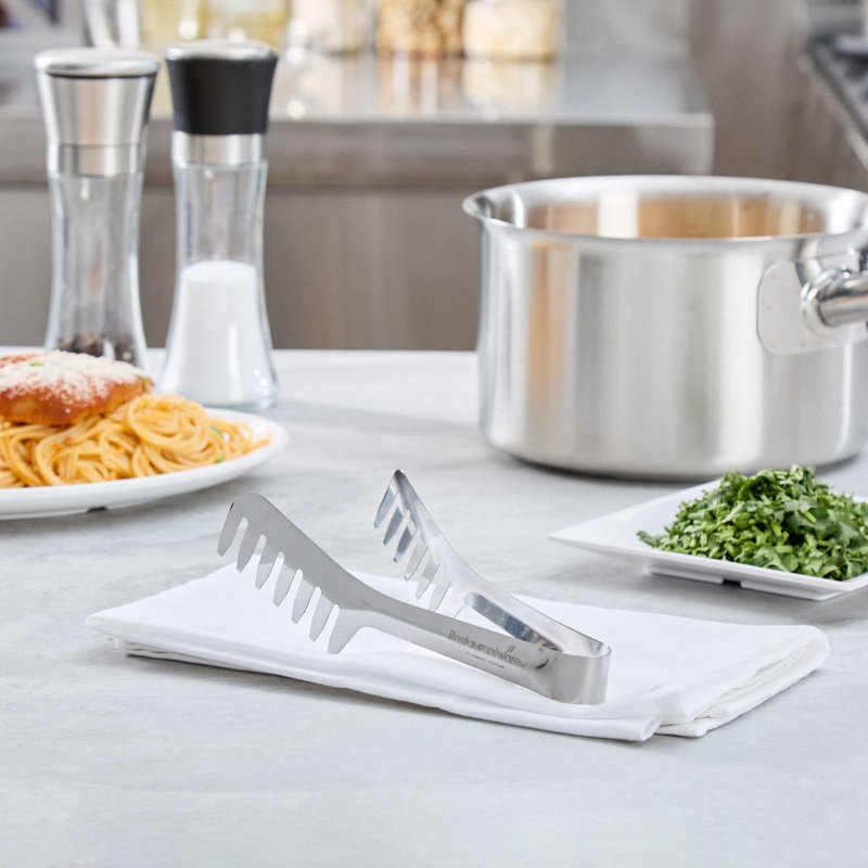 Pinces à pâtes pour restaurant - 12 pièces - Met Lux 7,68 "x 2,95" Pinces à spaghetti en acier inoxydable, poids lourd, prise facile, vont au lave-vaisselle - idéales pour les pâtes et les buffets