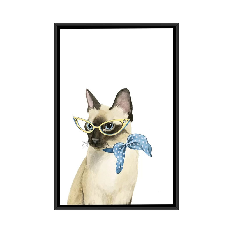 «Cool Cat II», impression sur toile, H 26 po x l 18 po x P 1,5 po, Toile avec cadre flottant noir, Pas de tapis