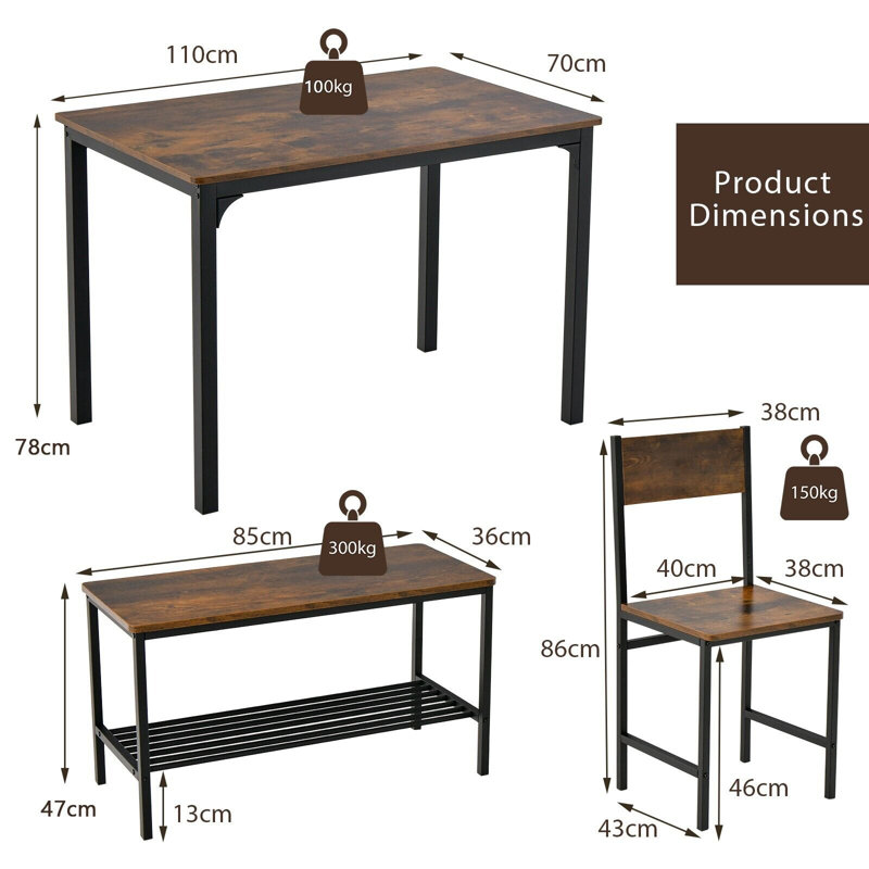 Huntsberry 4 - Person Dining Set, Rustic Brown