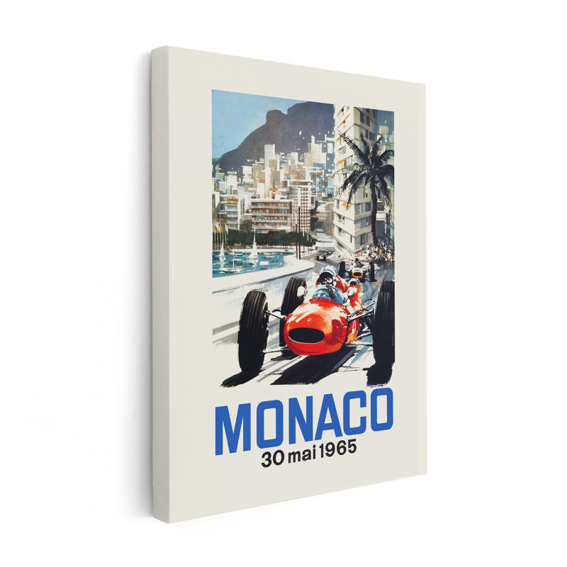 Monaco Car Racing, 1950, H 16 po x l 20 po, Canevas, Sans cadre