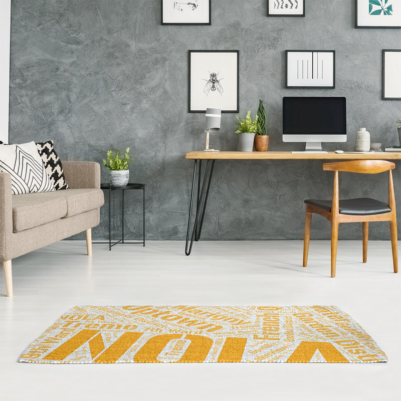 Tapis de la surface orange à tissage plat rand cites city barhood districts, Rectangle 4 pi x 6 pi
